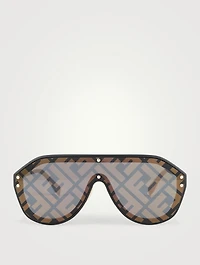 Shield Aviator Logo Sunglasses