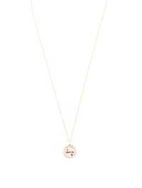 14K Gold Love Script Tableau Medallion Necklace With Diamonds