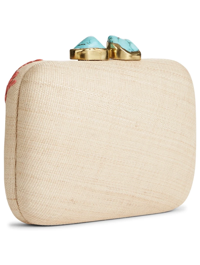 Mini Coral Embroidered Clutch