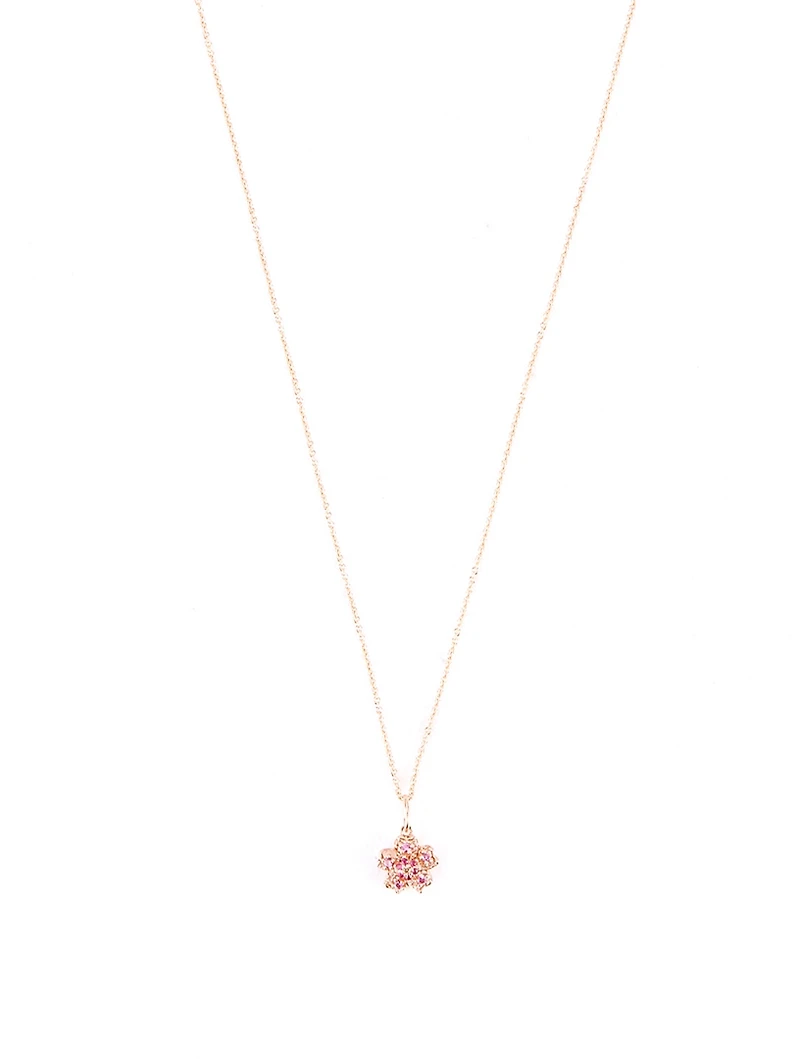 Small 14K Rose Gold Sakura Necklace With Diamonds