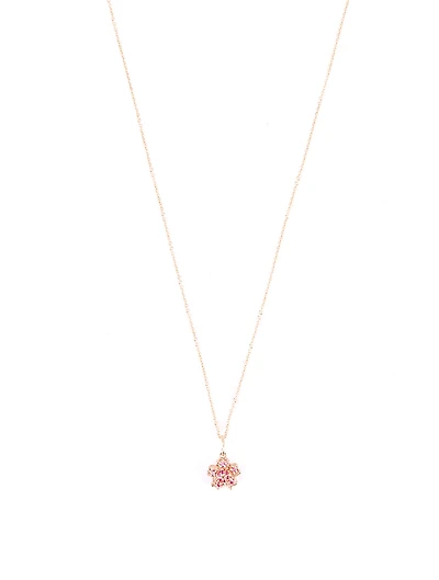 Small 14K Rose Gold Sakura Necklace With Diamonds