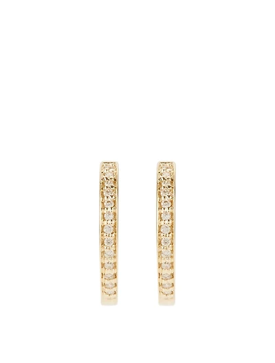 Small 14K Gold Huggie Earrings With Diamonds