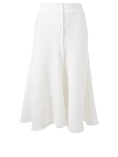 Raw-Edge Linen Flared Skirt