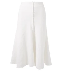 Raw-Edge Linen Flared Skirt