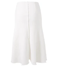 Raw-Edge Linen Flared Skirt