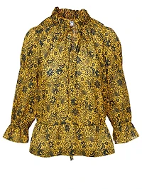 Ruffle Neck Blouse Floral Print