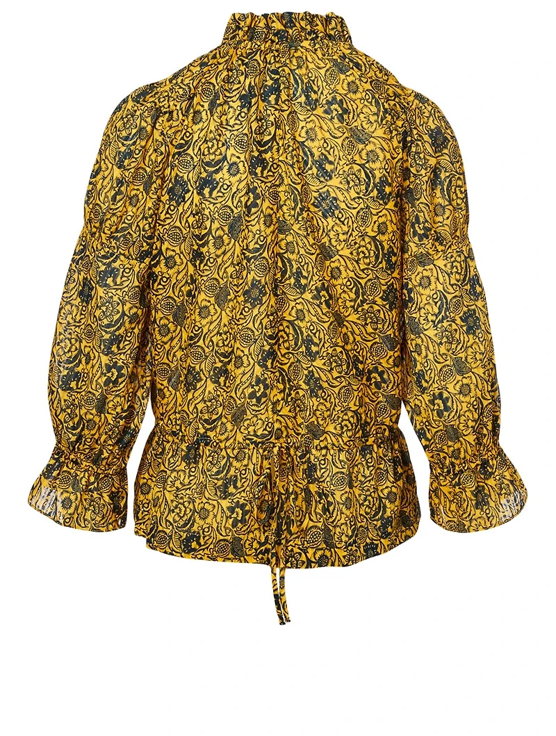 Ruffle Neck Blouse Floral Print