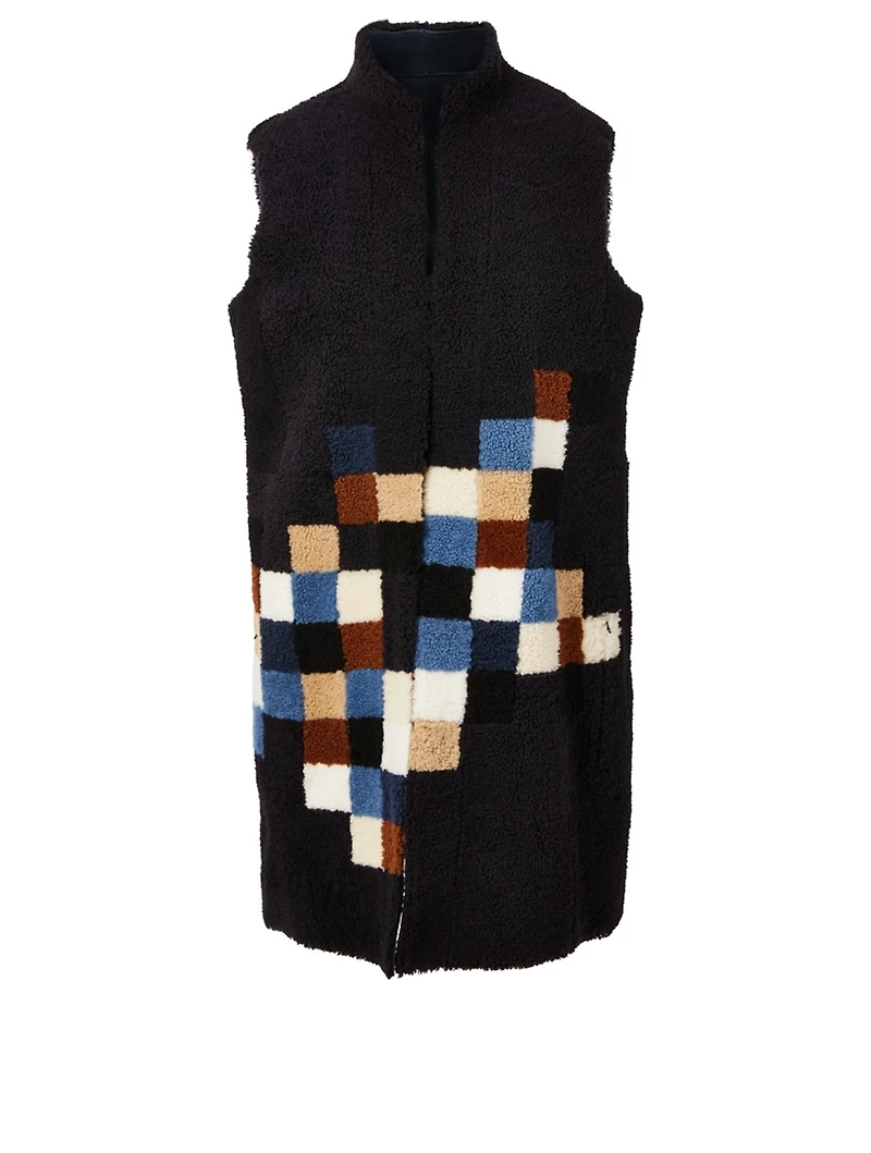 Reversible Leather Vest Pixel Print