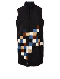Reversible Leather Vest Pixel Print
