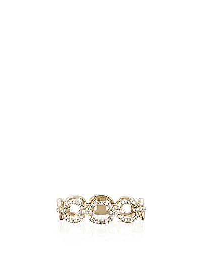 14K Gold Half Link Ring With Diamonds