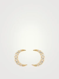 14K Gold Moon Stud Earrings With Diamonds