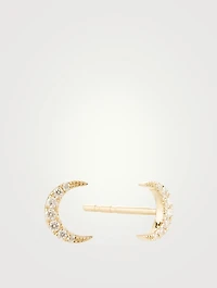 14K Gold Moon Stud Earrings With Diamonds