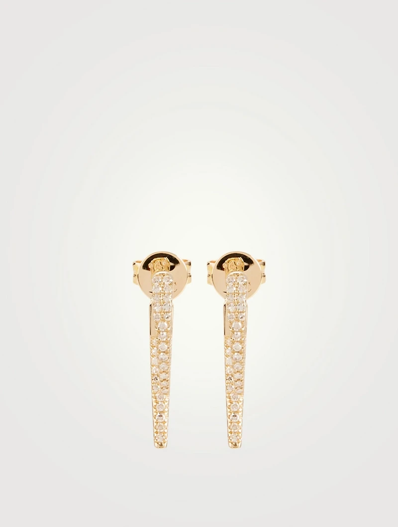 14K Gold Hook Earrings With Diamonds
