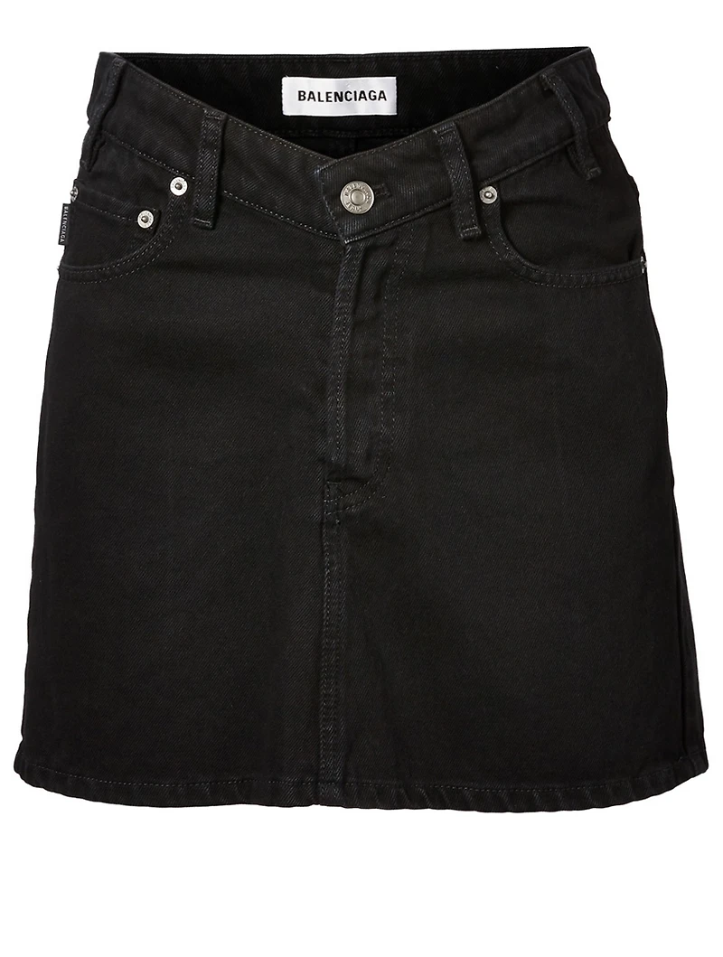 V-Neck Denim Mini Skirt