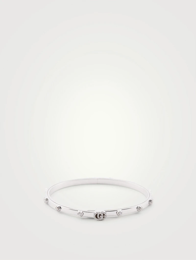 GG Running 18K White Gold Bracelet With Diamonds