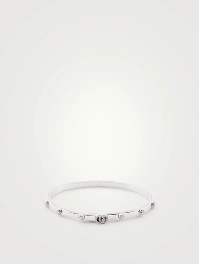 GG Running 18K White Gold Bracelet With Diamonds