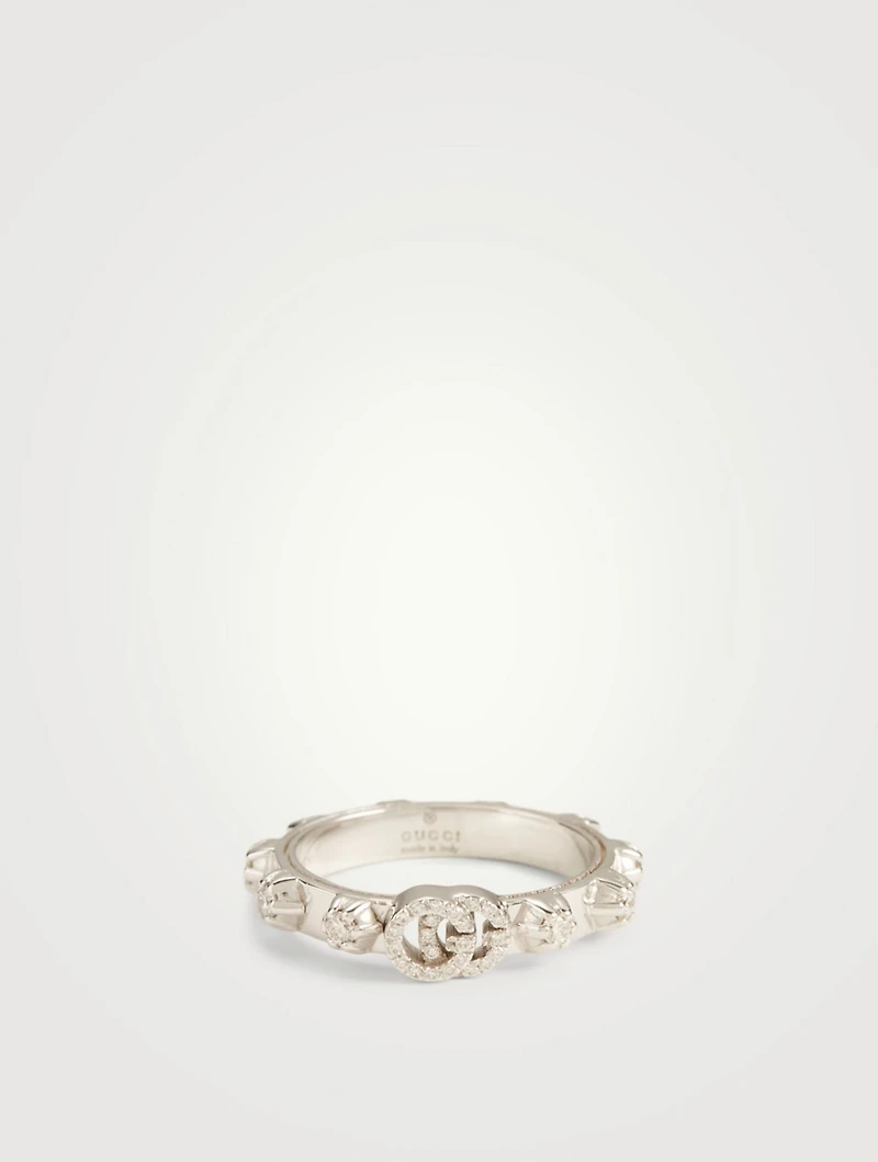 GG Running White Gold Ring With Diamonds