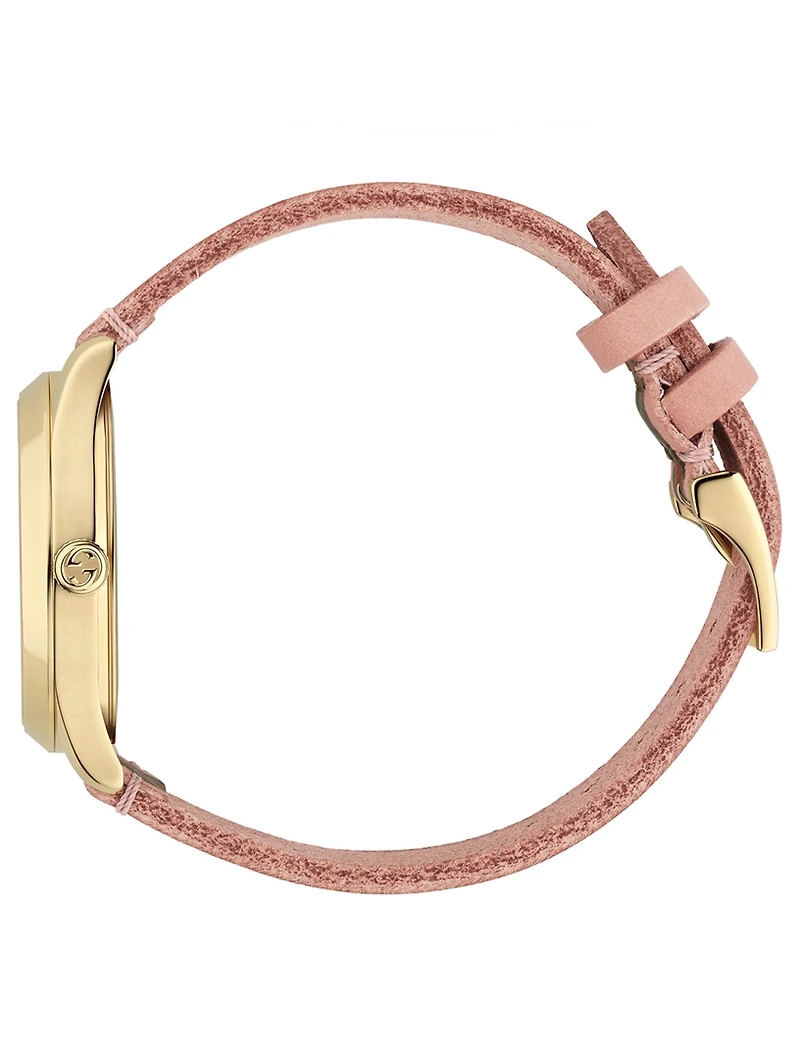 G-Timeless Goldtone Web Leather Strap Watch