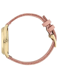 G-Timeless Goldtone Web Leather Strap Watch