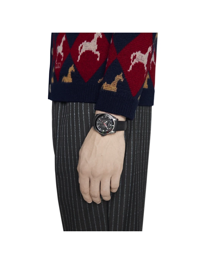 Gucci Dive Feline Stainless Steel Rubber Strap Watch