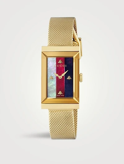 G-Frame Goldtone Mesh Bracelet Watch
