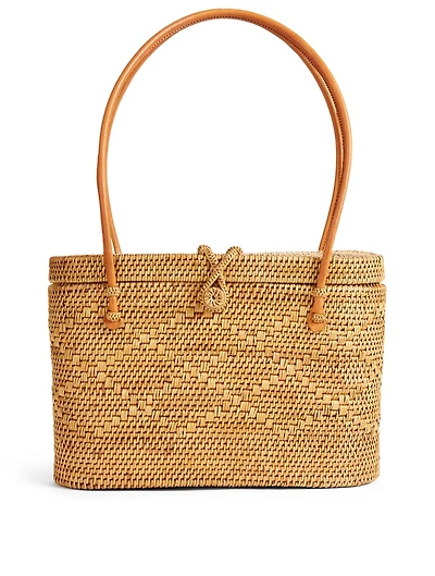 Nina Woven Palm Tote Bag