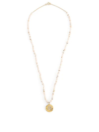 Heishi Beaded Necklace With Gold-Plated Sand Dollar