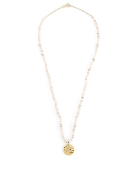 Heishi Beaded Necklace With Gold-Plated Sand Dollar