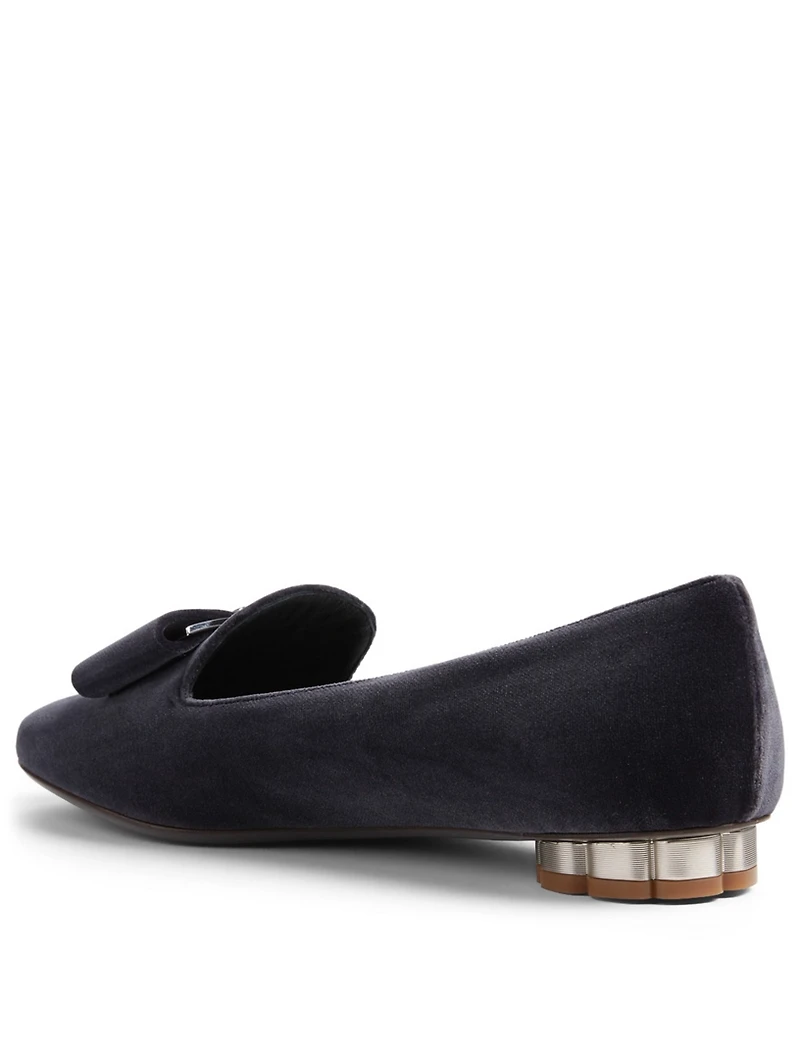 Sarno Velvet Flower Heel Slipper Shoes