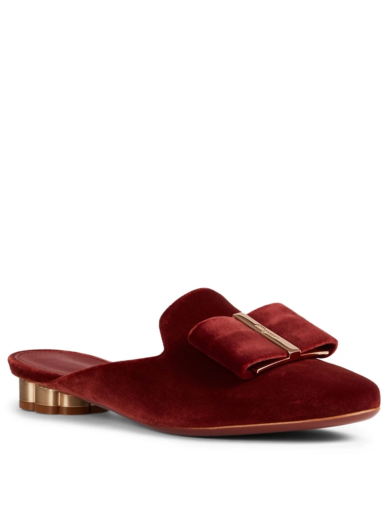 Sciacca Velvet Flower Heel Mules
