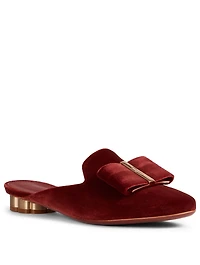 Sciacca Velvet Flower Heel Mules