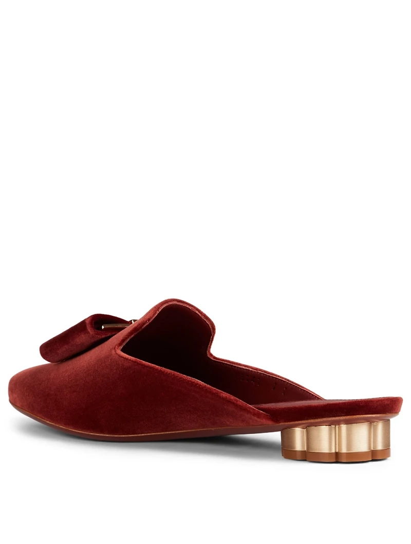 Sciacca Velvet Flower Heel Mules