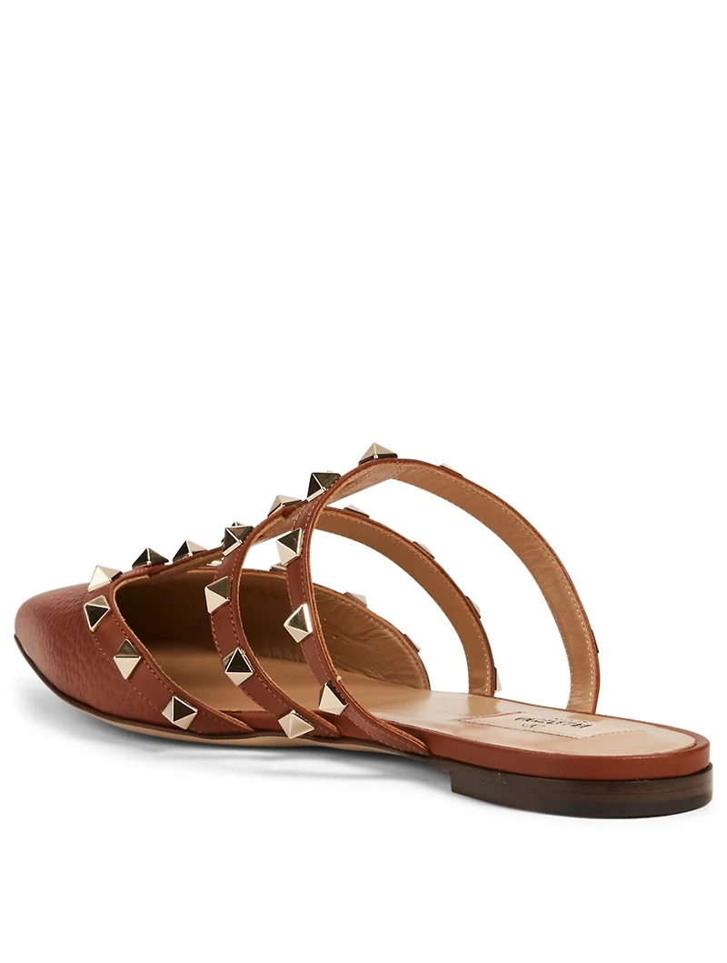 Rockstud Leather Flat Mules