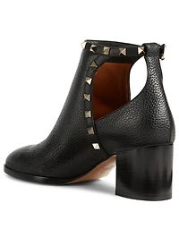 Rockstud Cutout Leather Heeled Ankle Boots