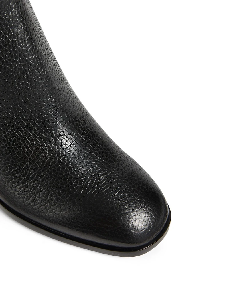 Rockstud Cutout Leather Heeled Ankle Boots