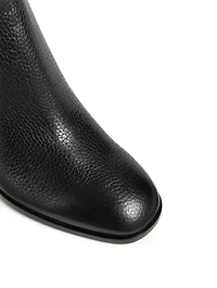 Rockstud Cutout Leather Heeled Ankle Boots