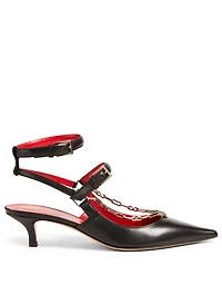 Leather Pumps With Chain Detail