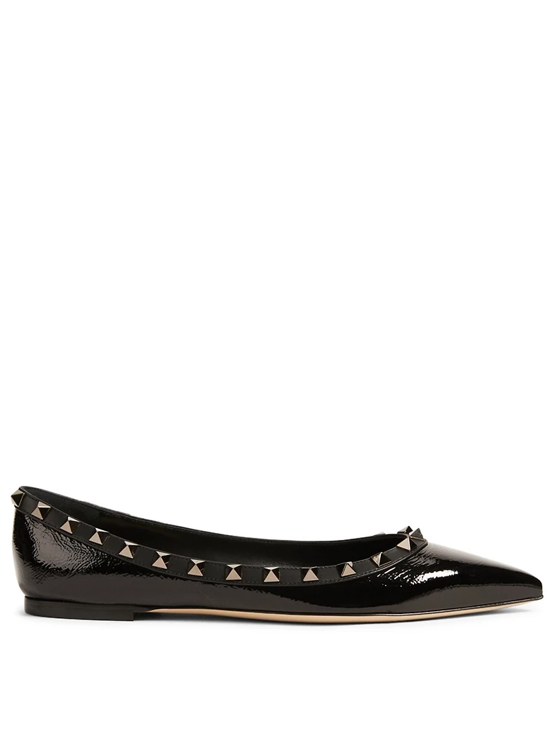 Rockstud Noir Patent Leather Ballet Flats