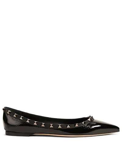 Rockstud Noir Patent Leather Ballet Flats