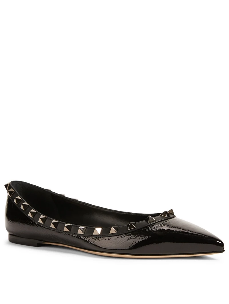 Rockstud Noir Patent Leather Ballet Flats