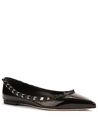 Rockstud Noir Patent Leather Ballet Flats