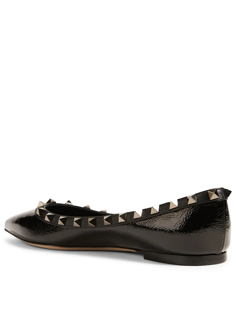 Rockstud Noir Patent Leather Ballet Flats