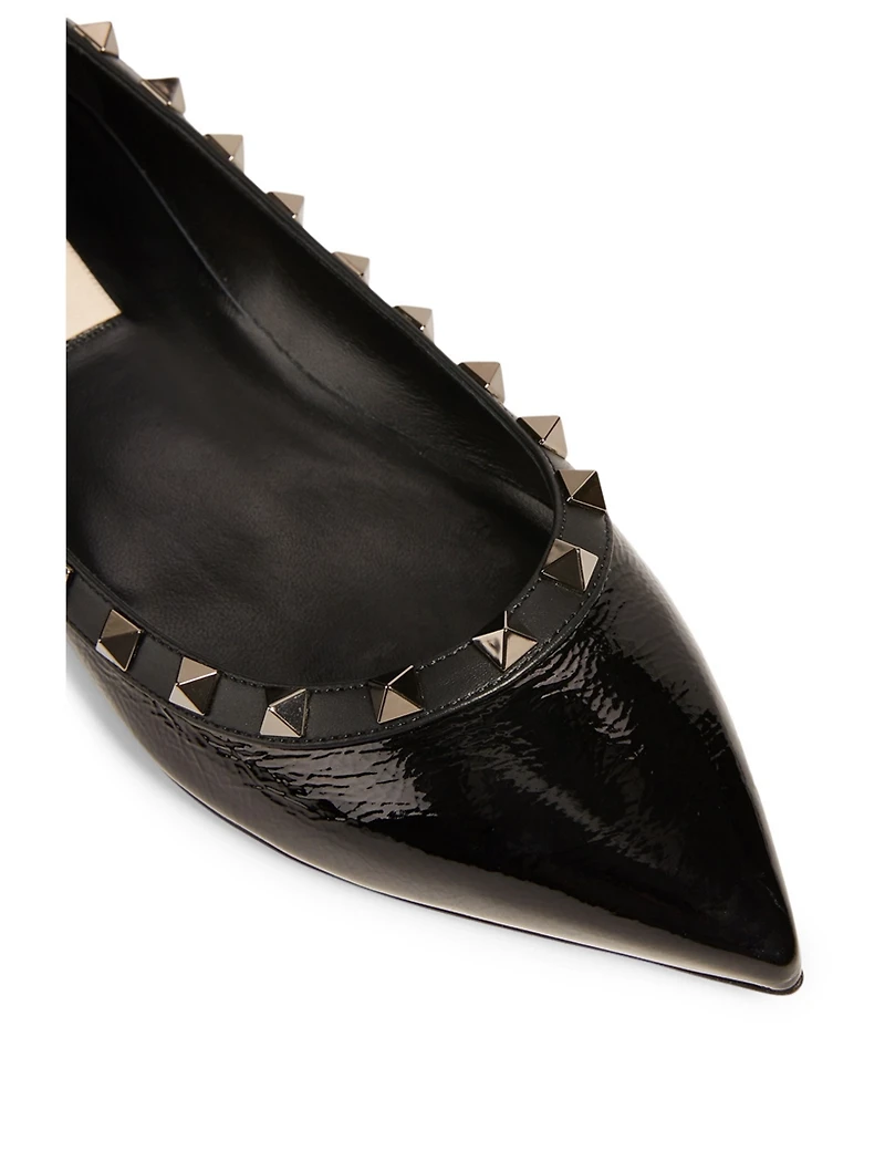 Rockstud Noir Patent Leather Ballet Flats
