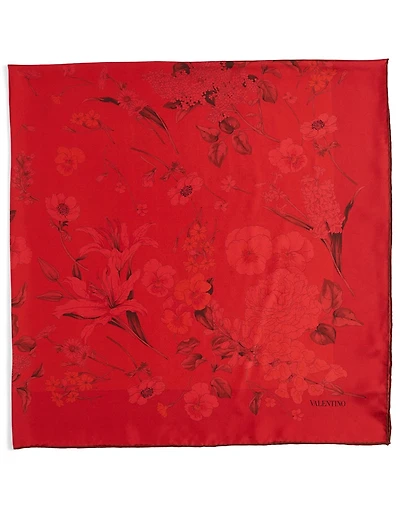 Silk Scarf In Double Flower Print