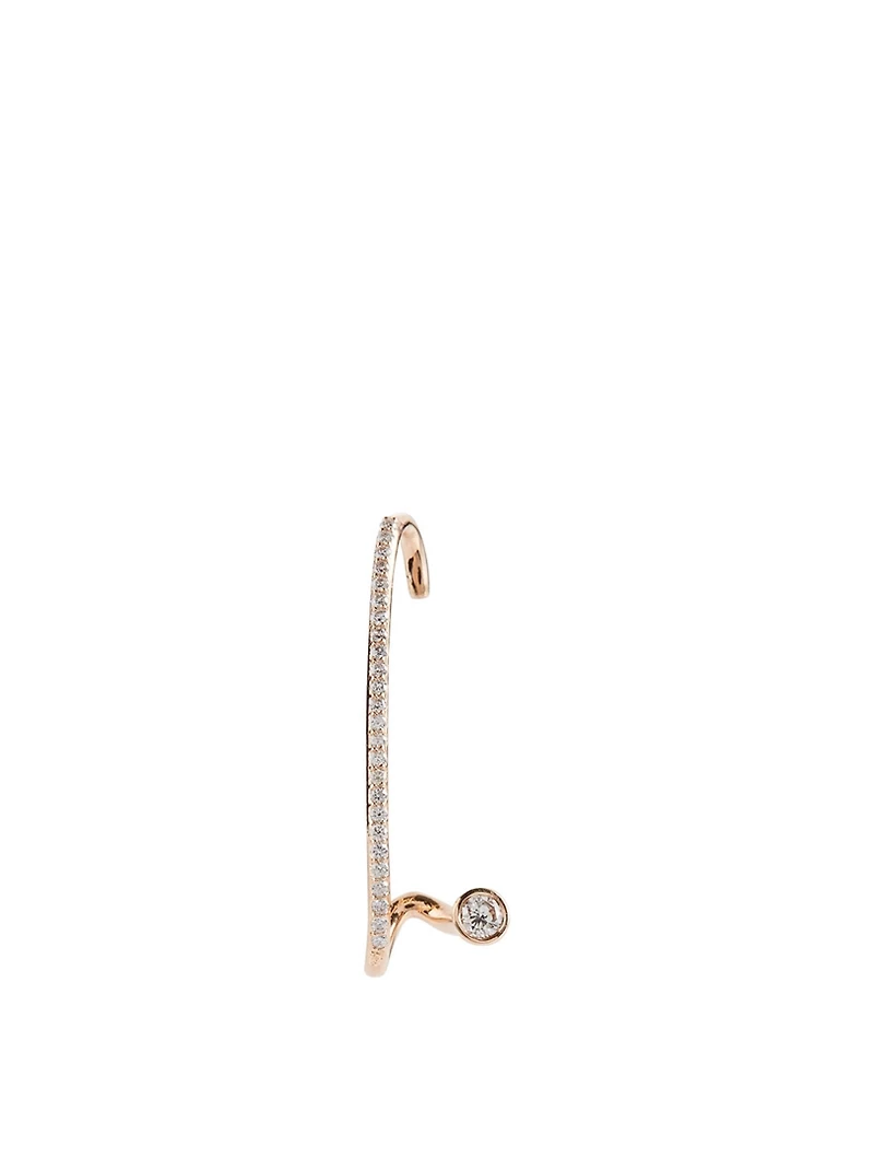Crescendo Flare 18K Rose Gold Left Earring With Diamonds
