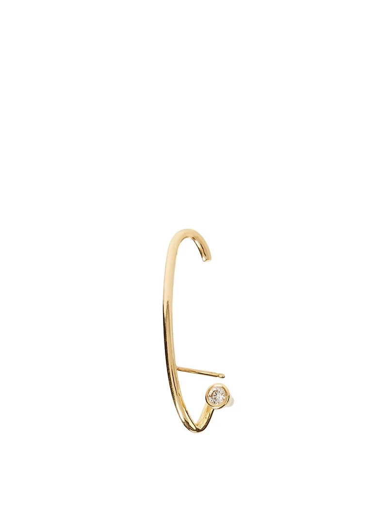 Crescendo Flare 18K Gold Left Earring With Pearl And Diamonds
