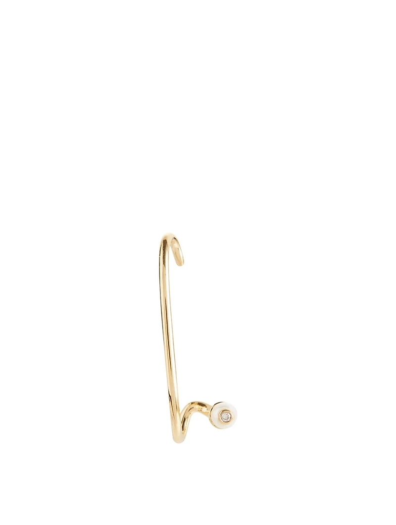 Crescendo Flare 18K Gold Left Earring With Pearl And Diamond