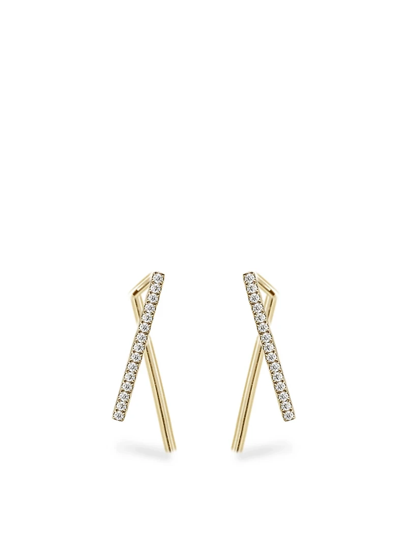 Thread 18K White Gold Ear Hooks With Diamonds