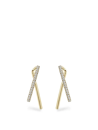 Thread 18K White Gold Ear Hooks With Diamonds