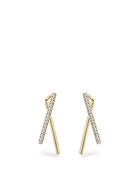 Thread 18K White Gold Ear Hooks With Diamonds
